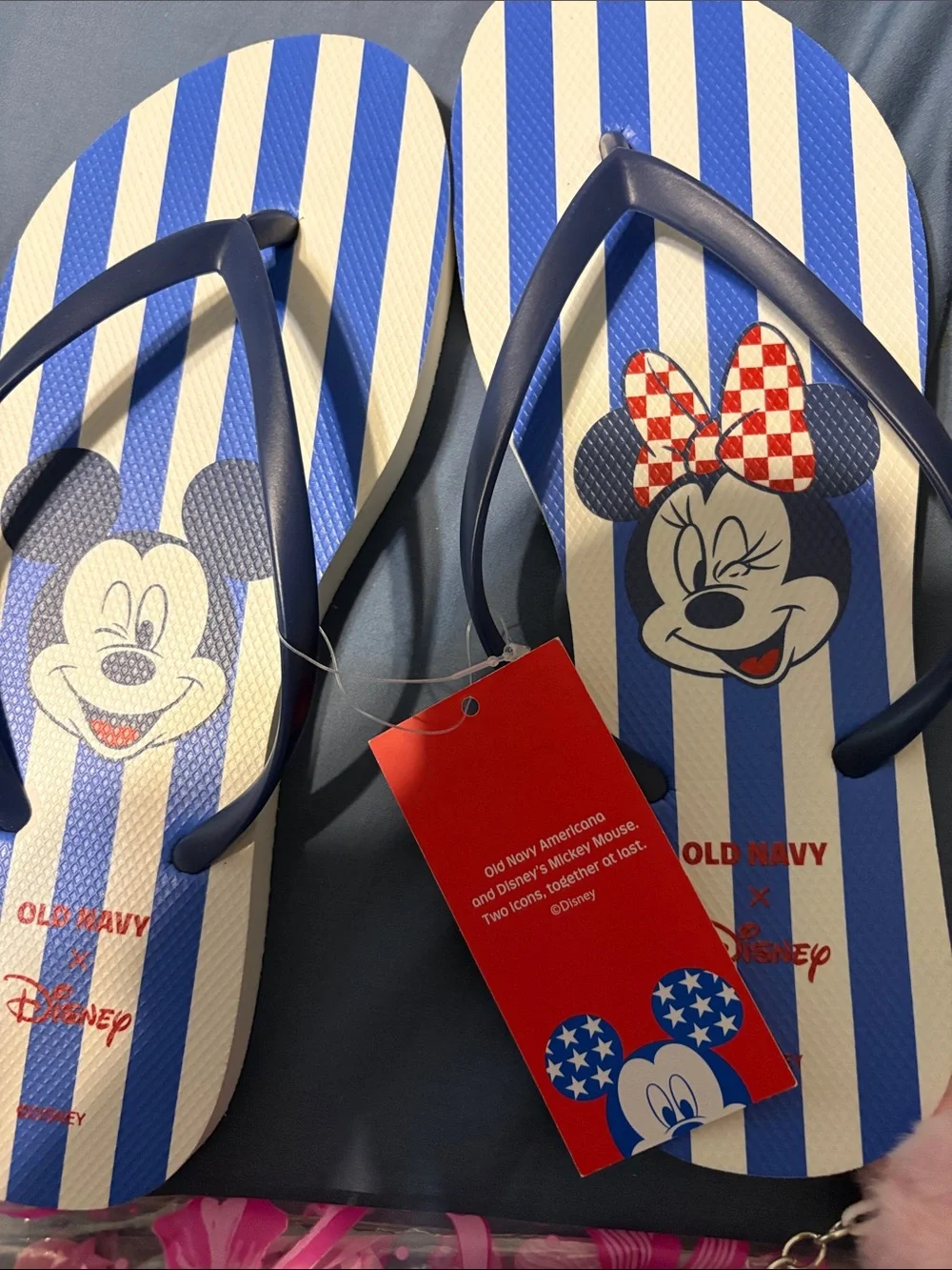 Kids' Blue Stripe Mickey & Minnie Flip Flops bundle wristlet, lip balm